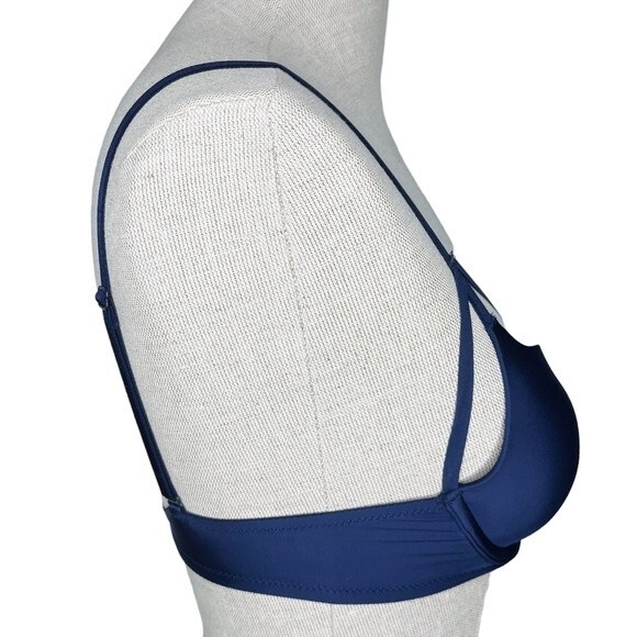 Victoria's Secret Push Up Bra sz 32B * Strappy Cage Bra Navy Blue Padded Pushup - Picture 4 of 7